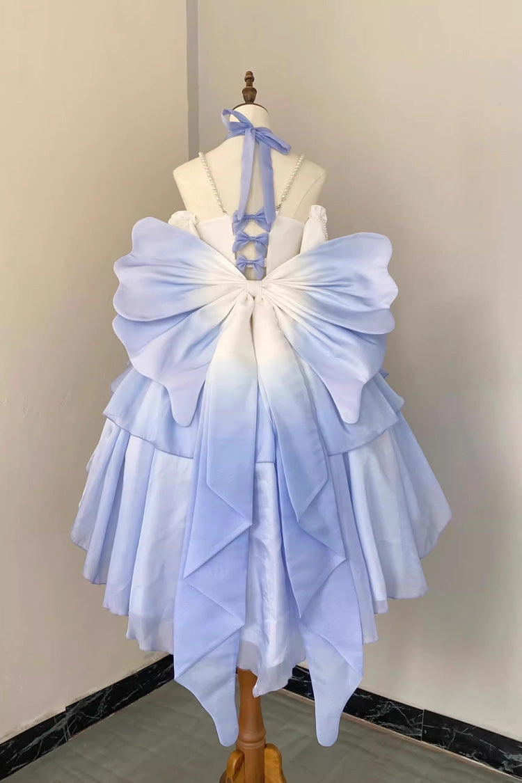 Gradient Blue Hanayome Hollow Bowknot Sweet Princess Lolita Dress