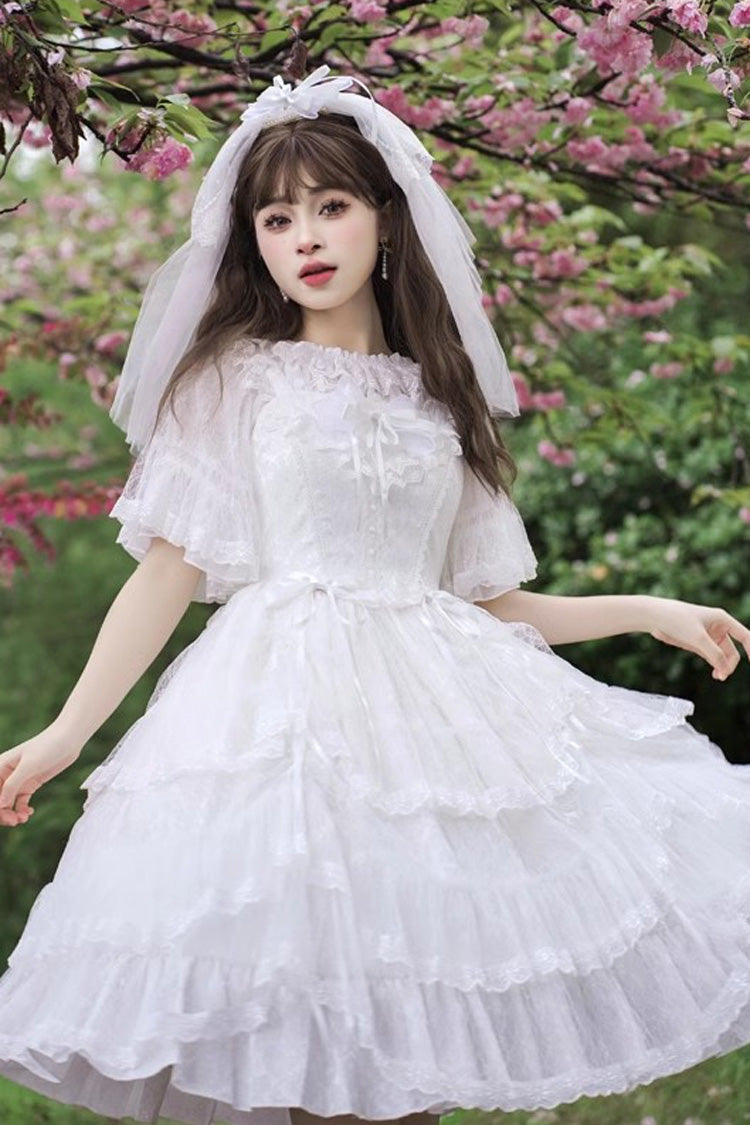 Iris Love Multi-layer Jacquard Bowknot Sweet Elegant Princess Lolita Jsk Dress 2 Colors