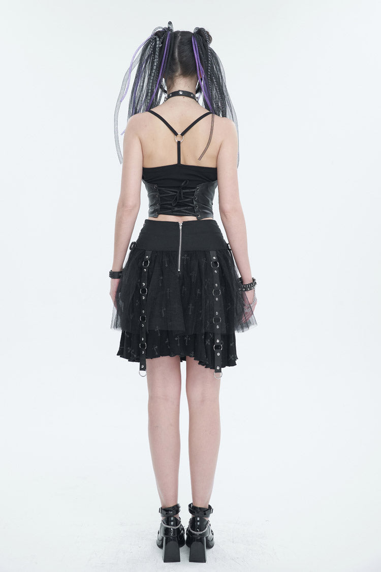 Black Knit Adjustable String Women's Punk Bandeau Camisole