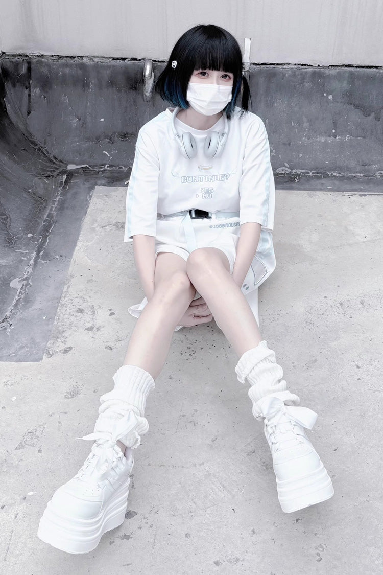 College Lace-Up Sweet Jirai Kei Japanese Platforms Shoes 2 Colors