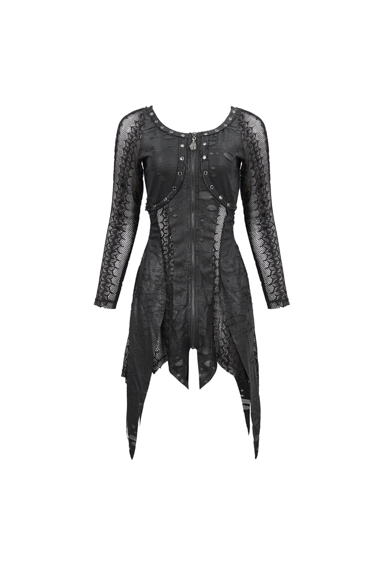 Black Forest Witch Short Irregular Ripped Mesh Women's Gothic Dress
