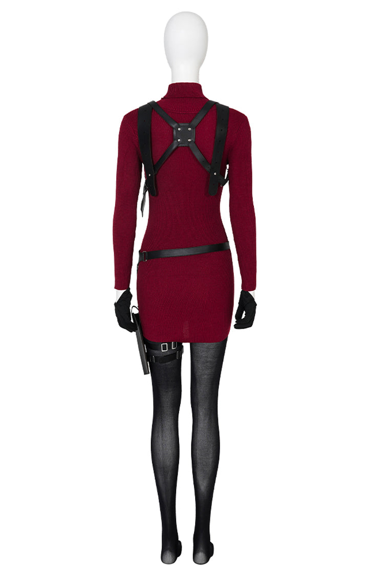 Resident Evil 4 Remake Ada Wong Red Halloween Cosplay Costume Set Without Shoes Without Stockings