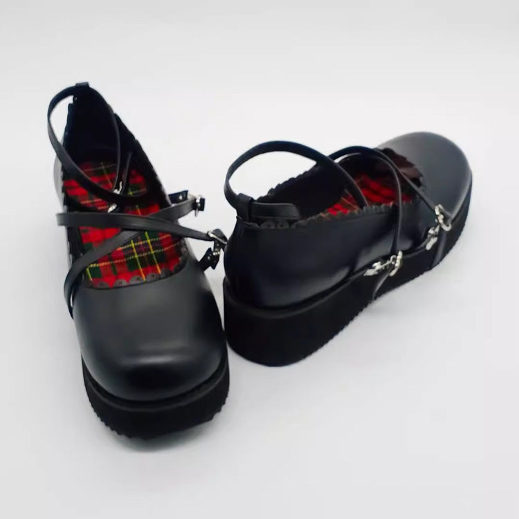 Black Doll Round Toe Soft Sister Cute Student Platform Shoes