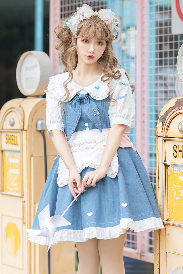 Blue [Cowboys Are Busy] Ruffle Bowknot Sweet Lolita Strap Dress