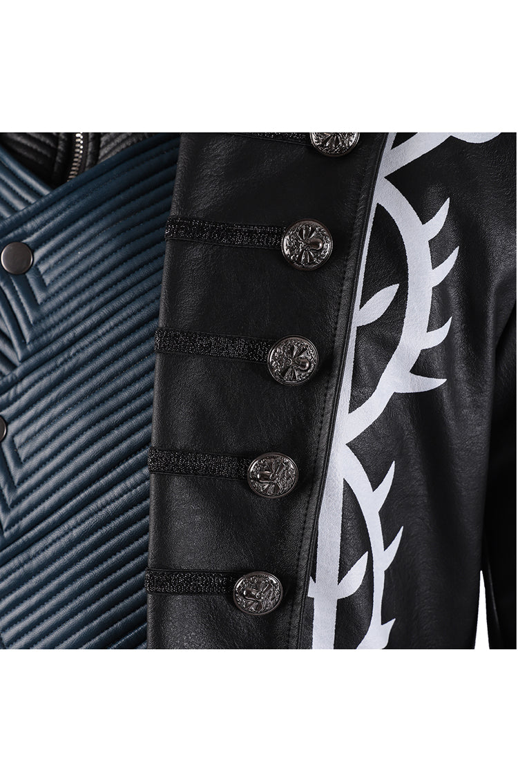 Devil May Cry 5 Vergil Black Long Windbreaker Suit Halloween Cosplay Costume Black Long Windbreaker