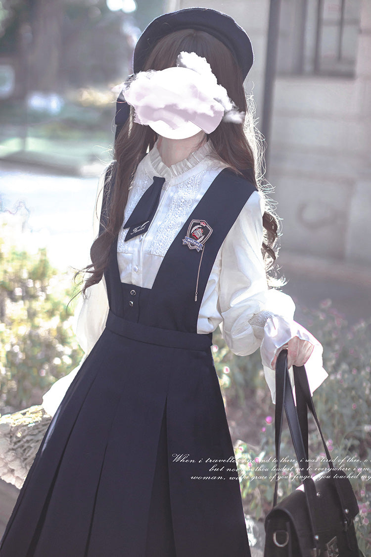 Blue Sleeveless Classic College Style Elegant Lolita Jumper Dress