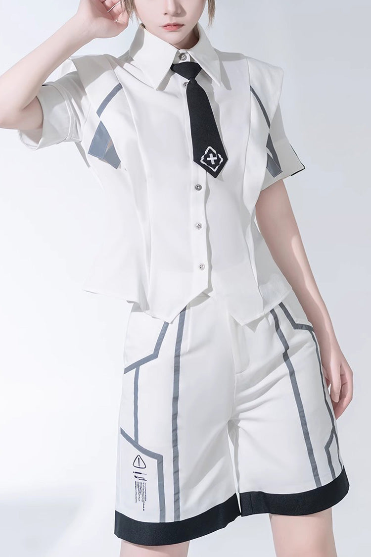 白いハンサム半袖王子ロリータファッションブラウス