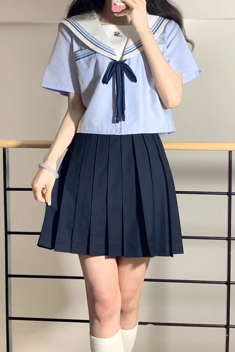 Blue Sailor Sweet Japanese School Pleated Skirt