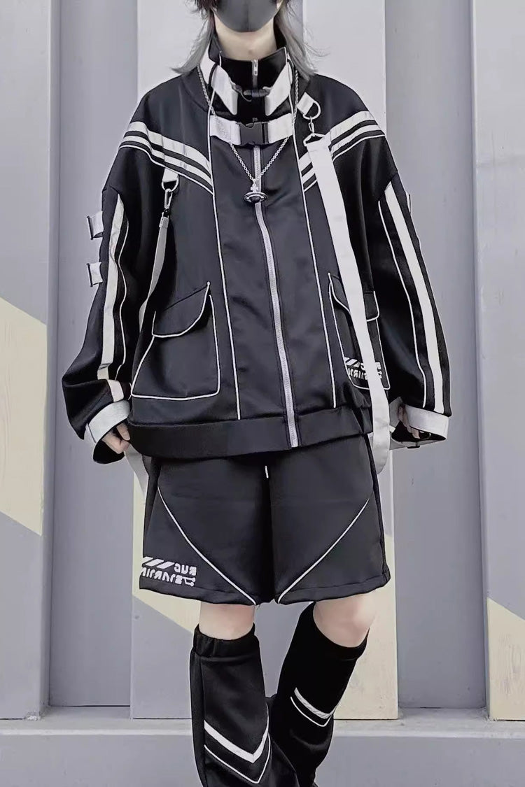 Cyberpunk Funktioneller Langarm-Druck Jirai Kei Hübscher Sportmantel 2 Farben