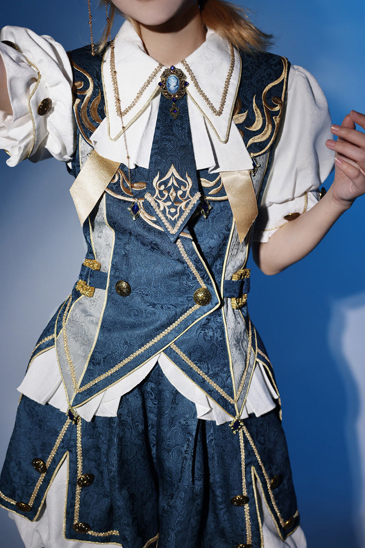 Blue [Contract Magic] Medieval Embroidery Classic Prince Handsome Ouji Lolita Coat