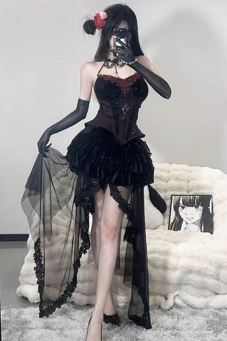 Black Sexy Hot Girl Triple-Layered Ruffle Gothic Lolita Skirt