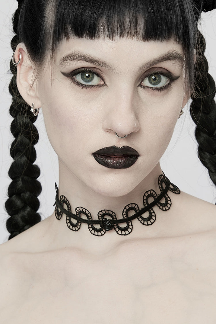 Black Rose Snakelike Hollow Women's Gothic Choker