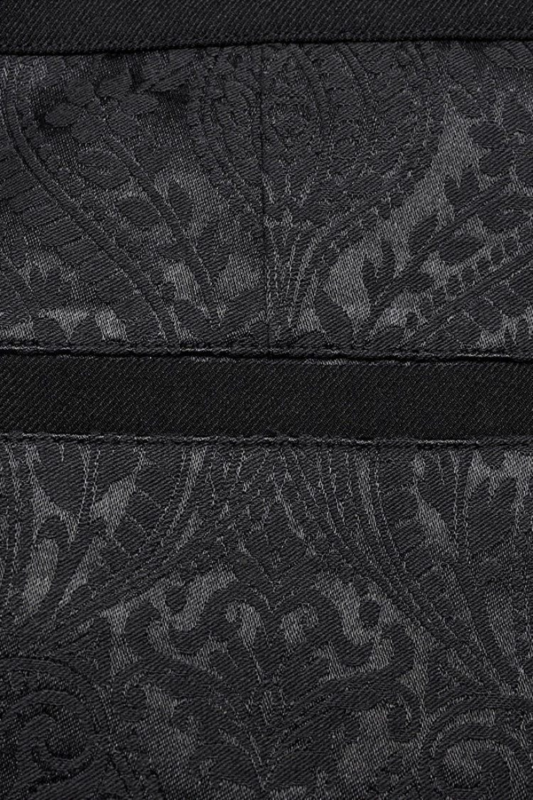 Black Jacquard Floral Print Decal Decoration Men's Gothic Pants