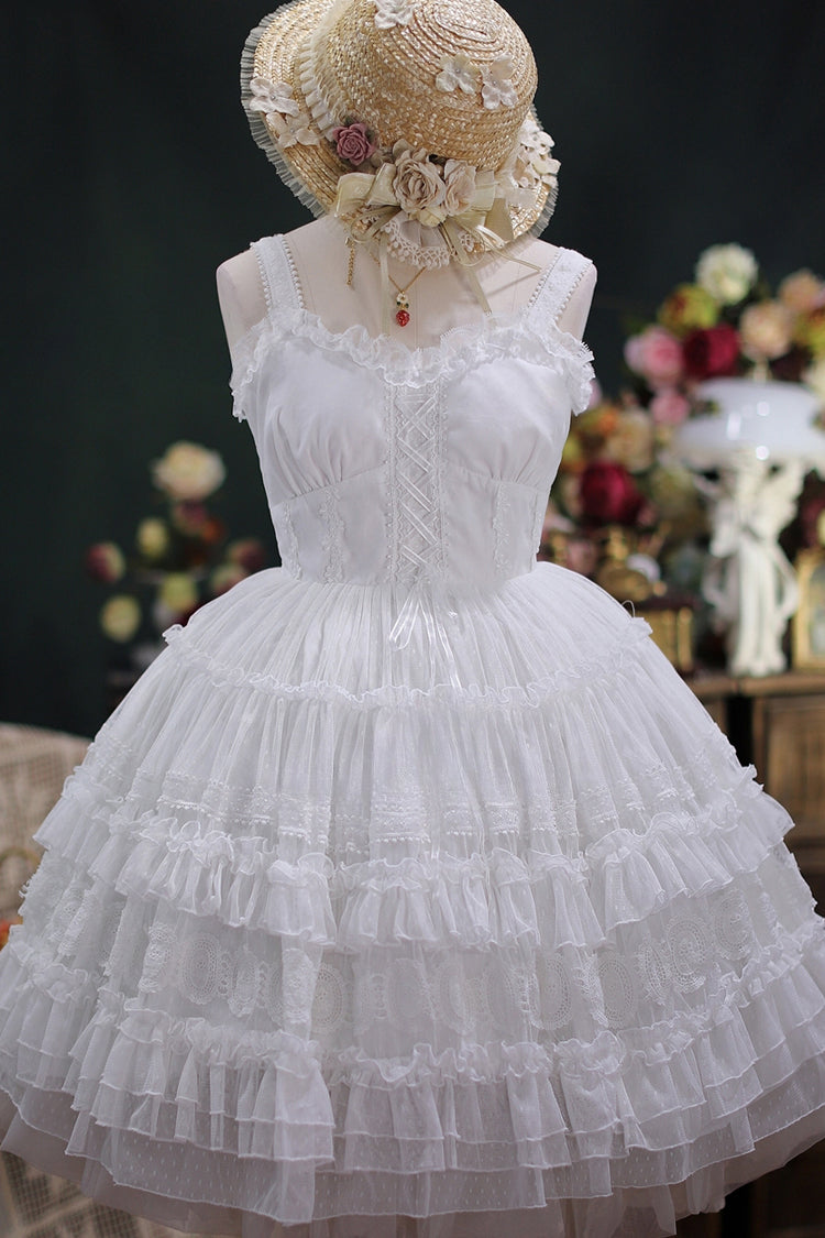 Dream Bouquet Elegant French Ruffle Sweet Lolita JSK Tiered Dress 4 Colors