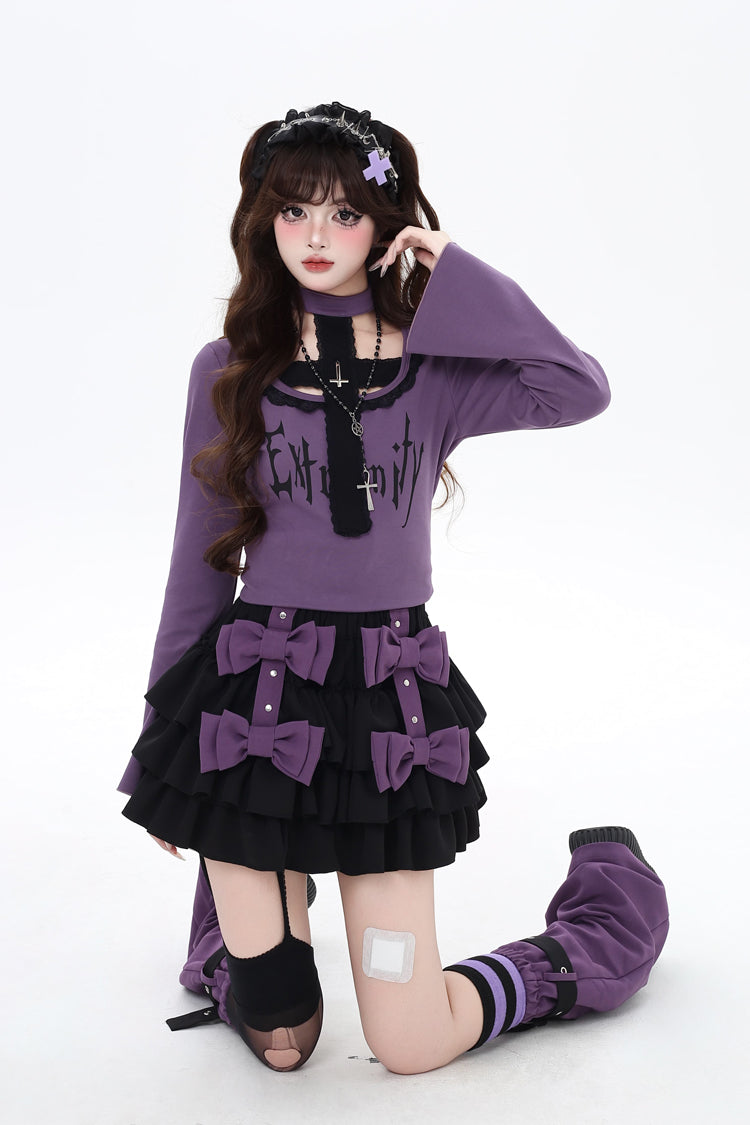 [Kozaya Nana] Triple-Layered Ruffle Bowknot Sweet Japanese Lolita Skirt 2 Colors