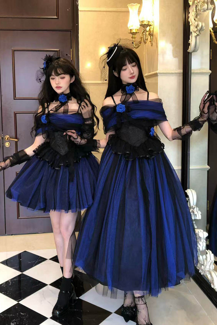 Klein Blue [Echo of Diana] Off Shoulder Ruffled Lace Gothic Lolita Dress