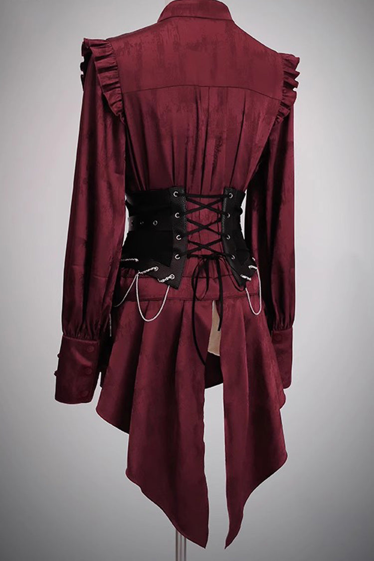 [Bone Dragon] Stand Collar Long Sleeves Ruffle Embroidery Ouji Fashion Classic Lolita Blouse 3 Colors