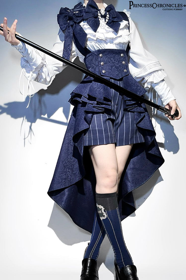 Blue Rabbit Theater Vertical Stripes Print Ouji Fashion Sweet Prince Cool Lolita Shorts