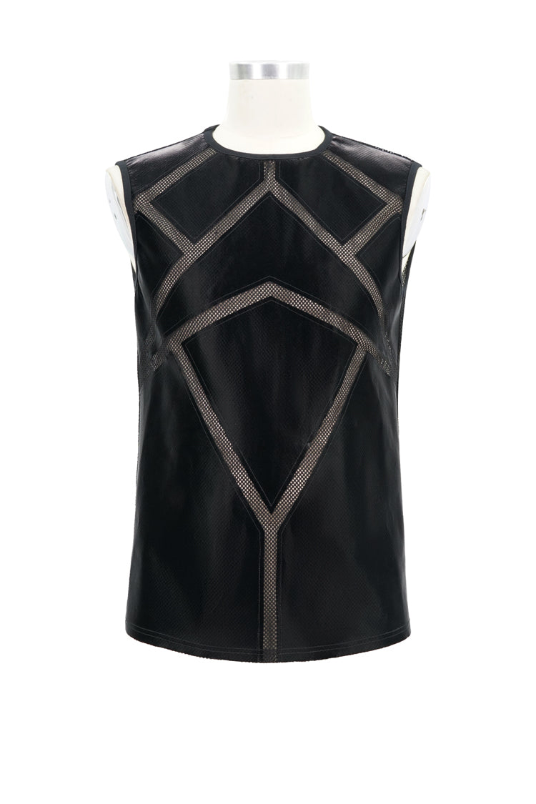 Schwarze glänzende Strickweste aus Splice Armor Modeling Mesh für Herren