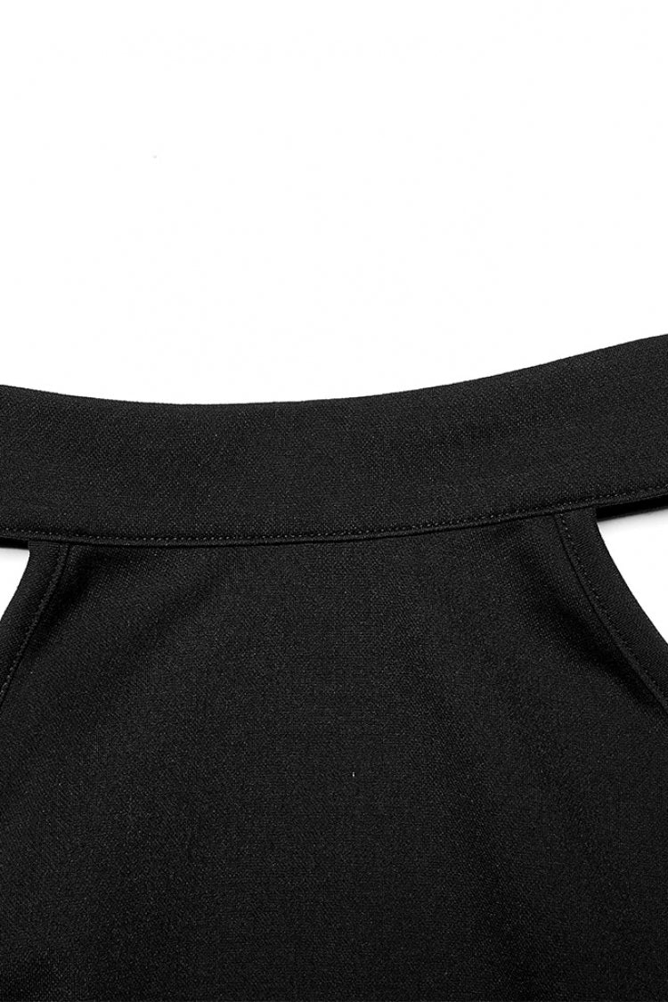 Black Off Shoulder Sleeveless Jacquard Lace Slim Irregular Women's Punk Dress