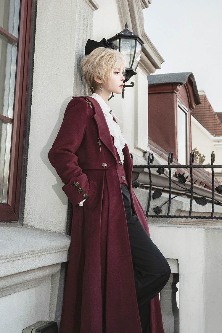 Red [The Legend of Dracula] Bat Collar Long Sleeves Prince Handsome Ouji Lolita Coat