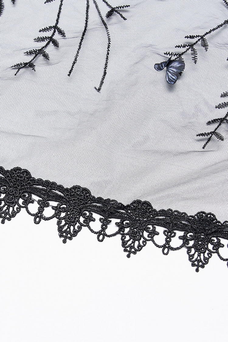 Black Three-Dimensional Floral Butterfly Lace Women's Gothic Headwear