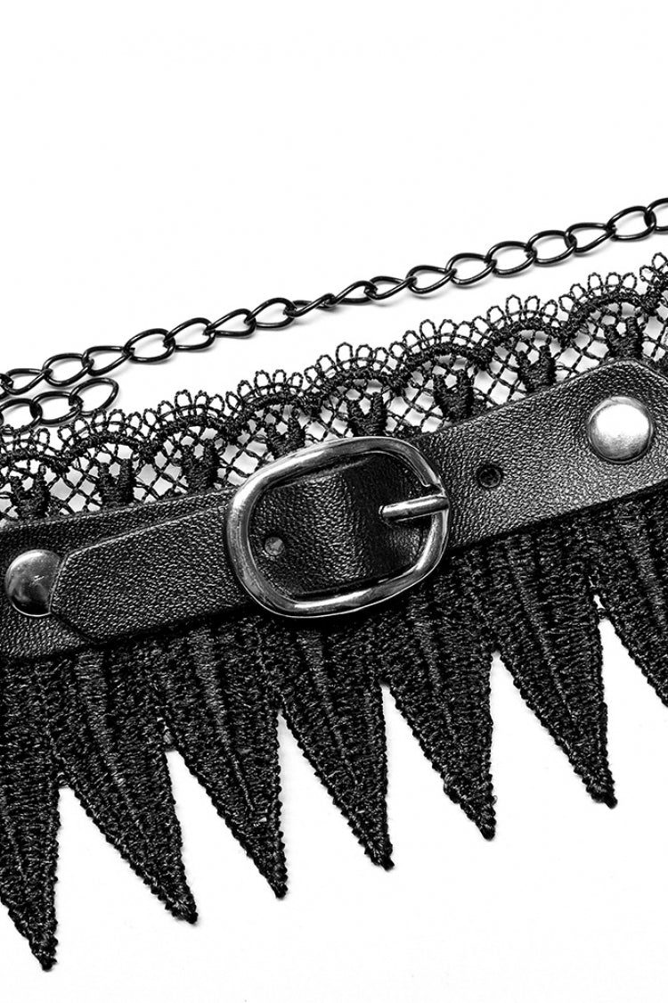Black Adjustable Size Feather Lace Women's Gothic Choker
