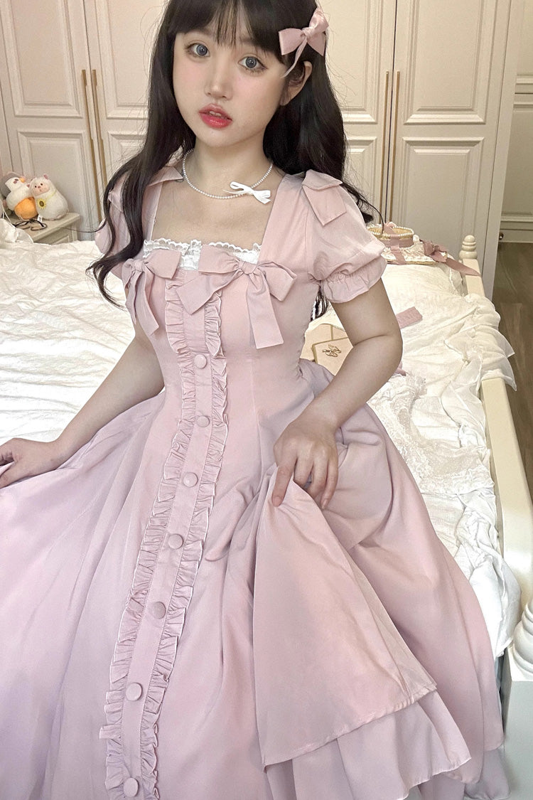 ピンク Annie's Gift 半袖ちょう結びスイート ロリータ ドレス (プラス サイズ サポート)