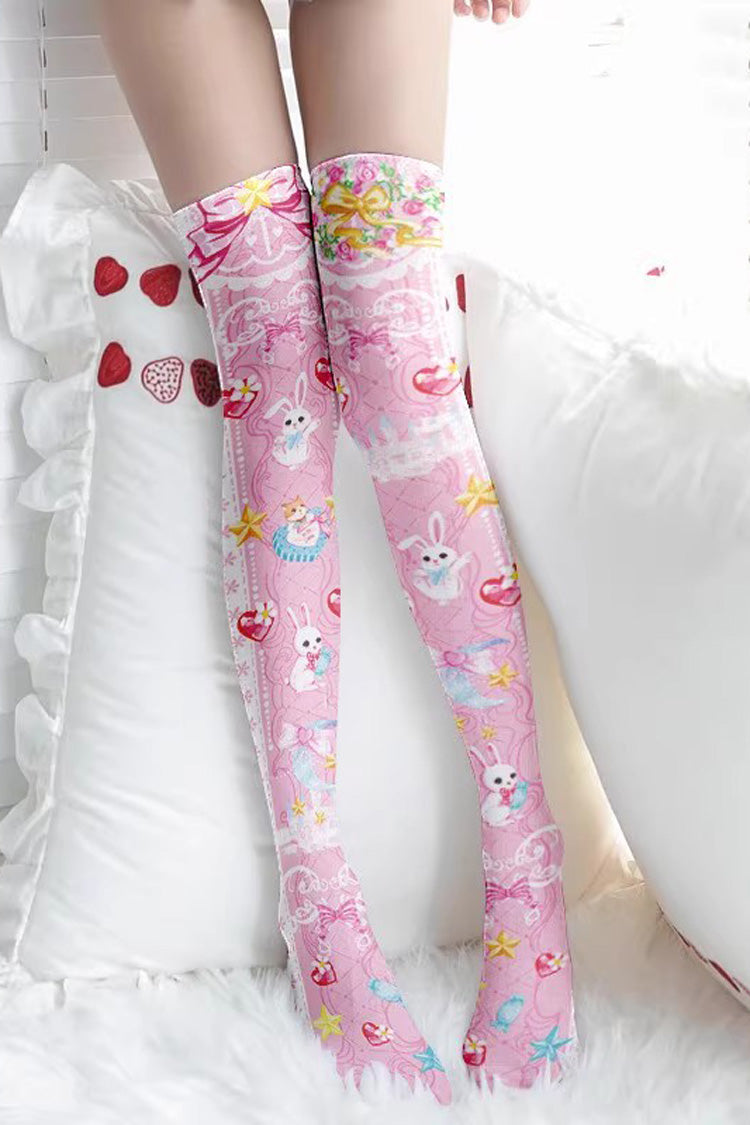 Cute Anime Print Sweet Japanese Lolita Over The Knee Socks 10 Styles