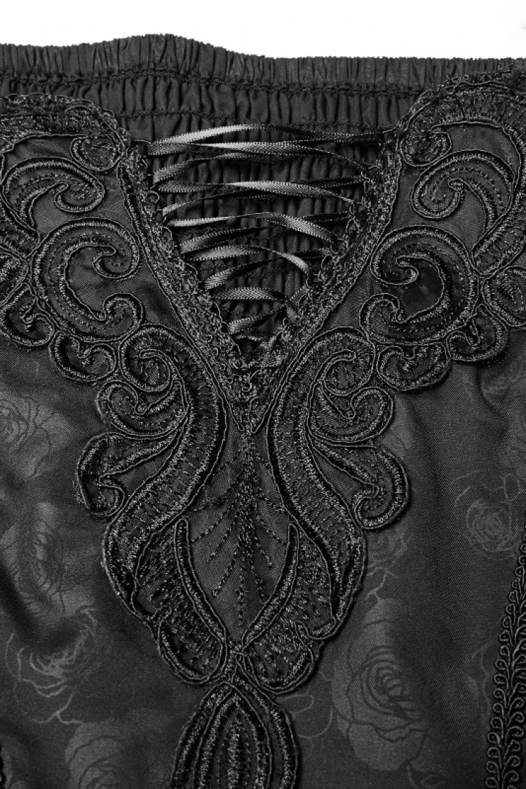 ブラック オフショルダー マルチレイヤー 刺繍 レース レディース ゴシック ドレス