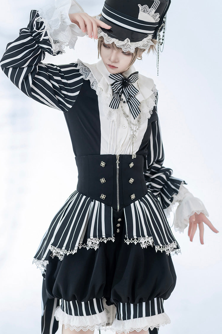 Black/White Wonderful Trick Print Lace Ouji Fashion Elegant Lolita Blouse