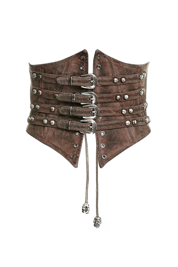 Braune Metallnägel Metall Hasp Dekoration Damen Steampunk Gürtel