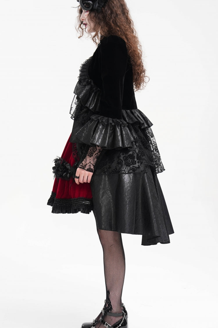 Black Long Sleeves Ruffle Lace Mesh Women's Gothic Jacket