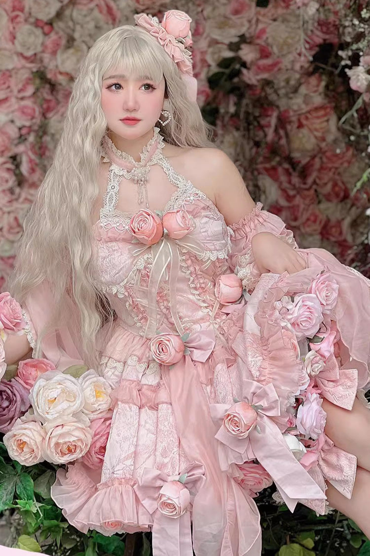 Gem Princess Fish Bone Detached Hime Sleeves Sweet Lolita Princess Dress Set 2 Colors