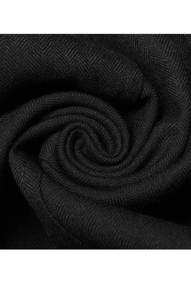 Black Punk Jacquard V-Neck Stitching Three Dimensional Engraving Hand Sewn Button Lace Short Men's Vest