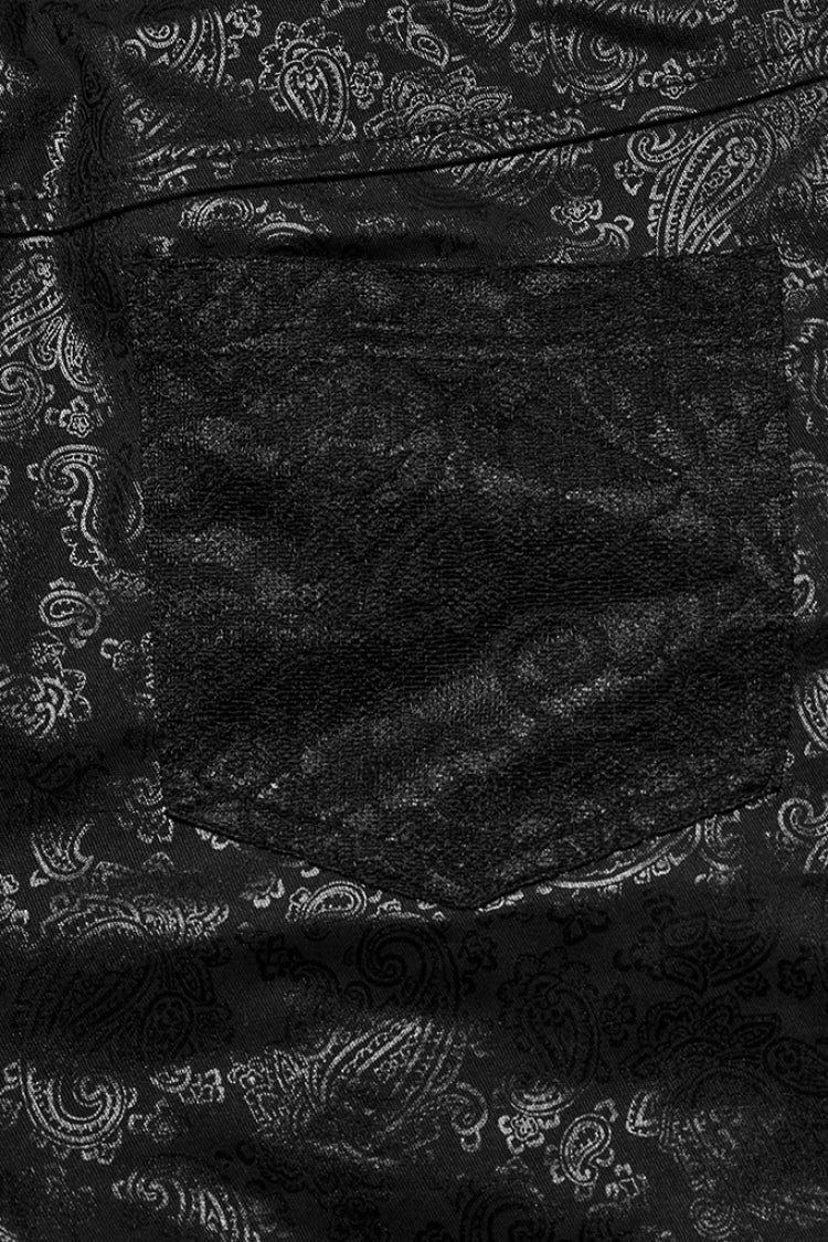 Black Print Stitching Lace Lace-Up Slim Women's Gothic Leggings