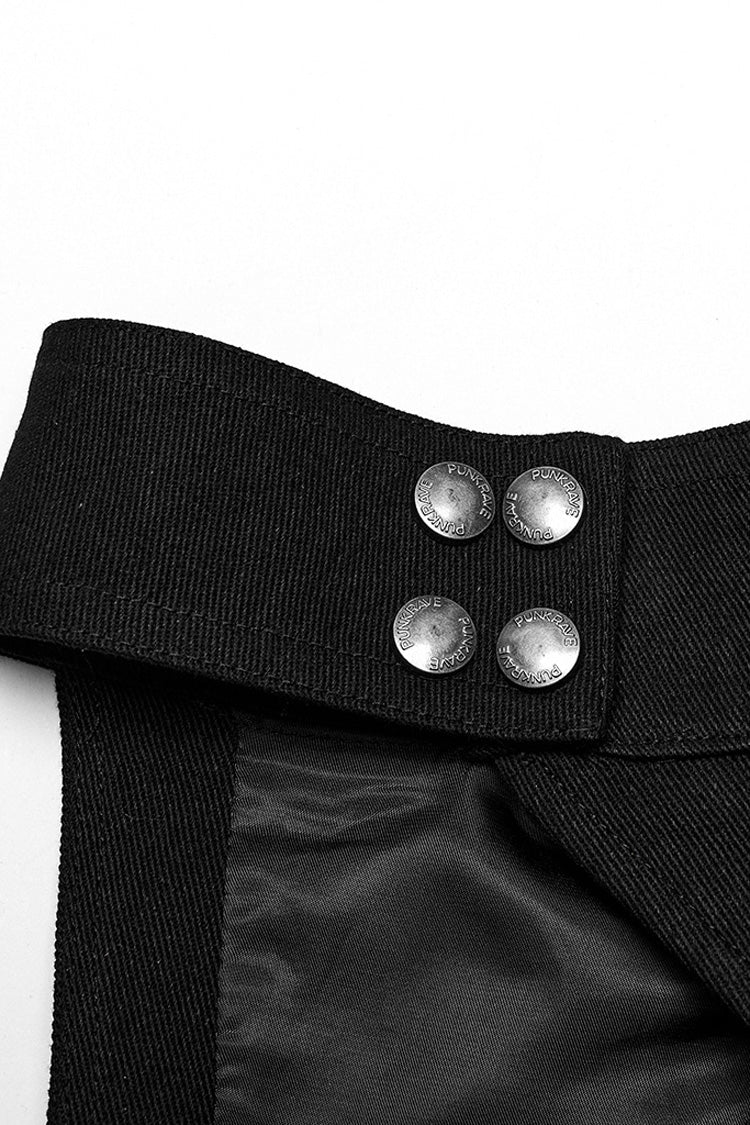 Black Stand Collar Asymmetric Rivet Buckle Men's Punk Faux Leather Harness