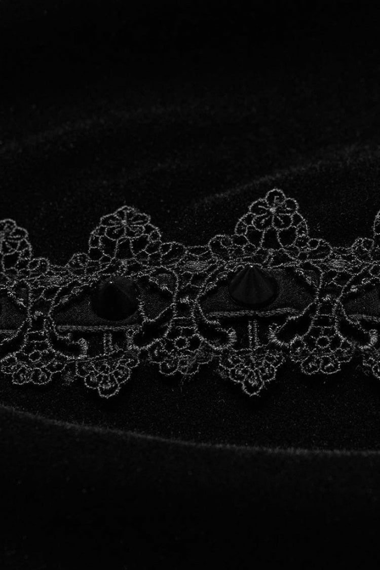 Black Bat Stand Collar Stitching Lace Nails Decorated Womens Gothic Cloak