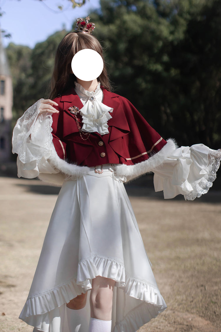White [Day and Night Song] Long Sleeves Ruffle Ouji Gothic Lolita Skirt Pants