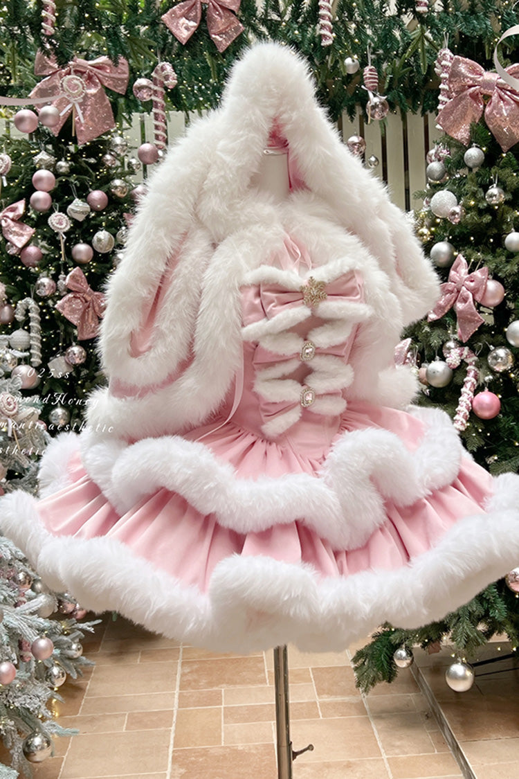 Pink [Holiday] Double-Layered Bowknot Sweet Princess Lolita Strapless Dress