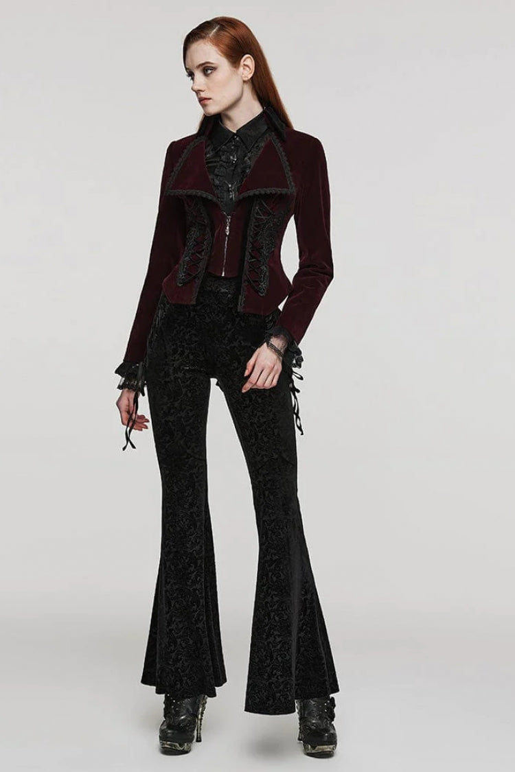 Women's Large Lapel Collar Long Sleeves Slim Tuxedo Gothic Coat 2 Colors