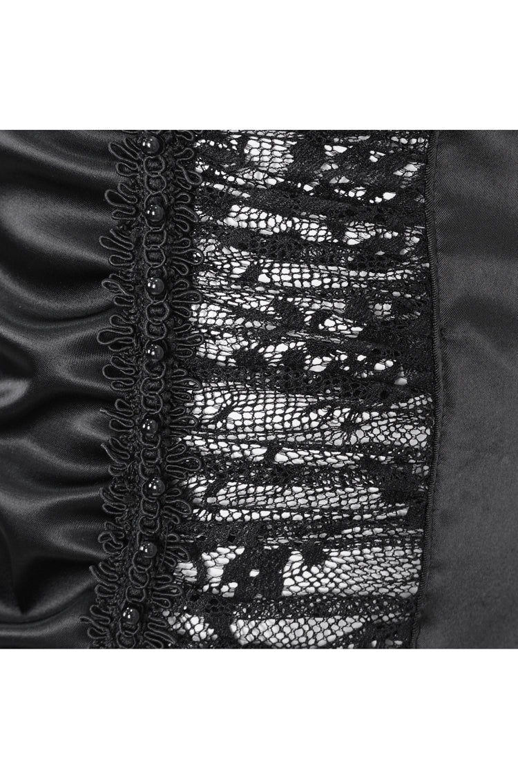 Black Ruffle Lace Stitching Womens Gothic Flared Pant