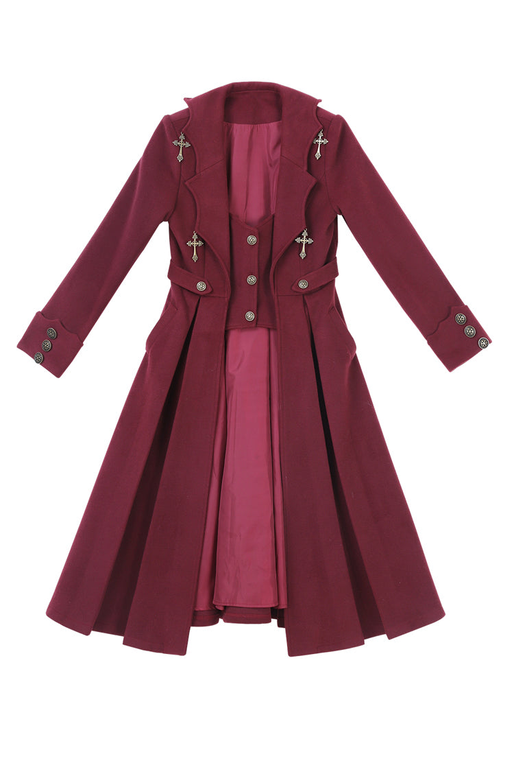 Red [The Legend of Dracula] Bat Collar Long Sleeves Prince Handsome Ouji Lolita Coat