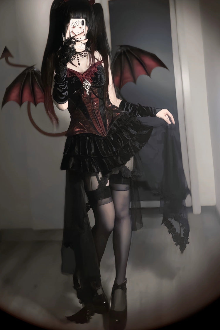 Black Sexy Hot Girl Triple-Layered Ruffle Gothic Lolita Skirt