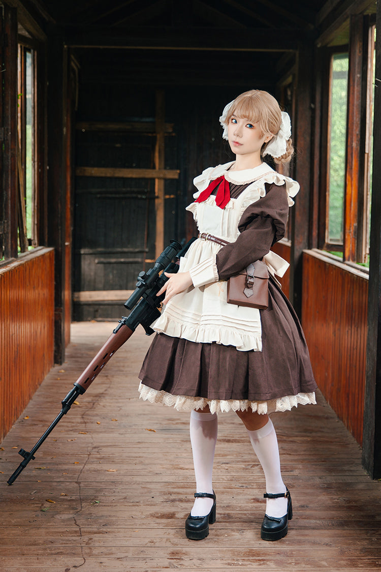 [Violent Maid] Long Puff Sleeves Bowknot Classic Vintage Lolita Dress 2 Colors
