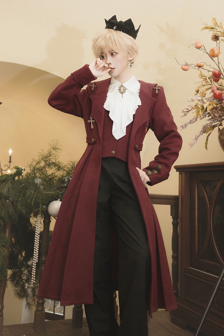 Red [The Legend of Dracula] Bat Collar Long Sleeves Prince Handsome Ouji Lolita Coat