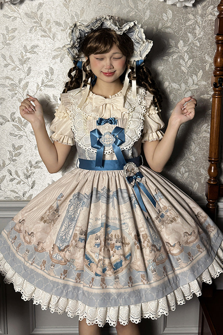 Sea Salt Fairy Tale Doll Sleeveless Print Ruffle Bowknot Sweet Lolita Jsk Dress 2 Colors