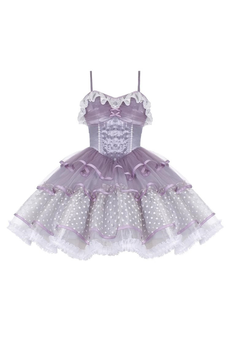 Purple Star Trail Star Yarn Multi-Layer Ballet Sweet Lolita Jsk Dress