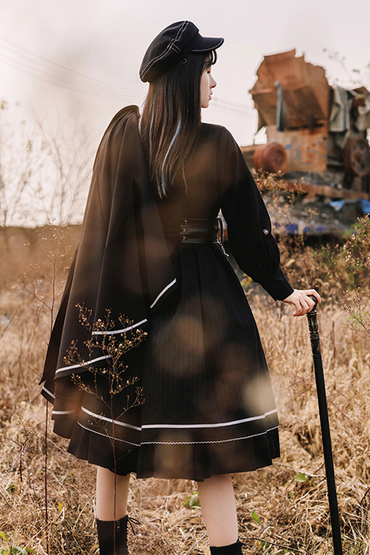 Schwarzes Loyalist Chariot Gothic Lolita Kleid im Militärstil
