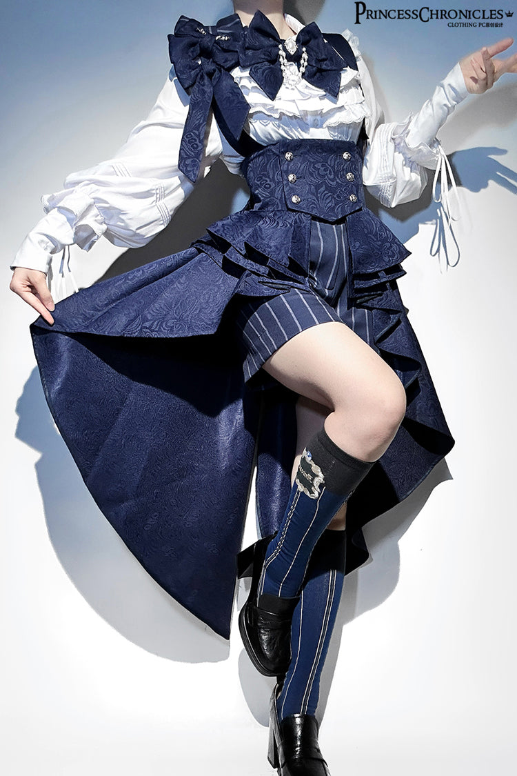 Blue Rabbit Theater Vertical Stripes Print Ouji Fashion Sweet Prince Cool Lolita Shorts